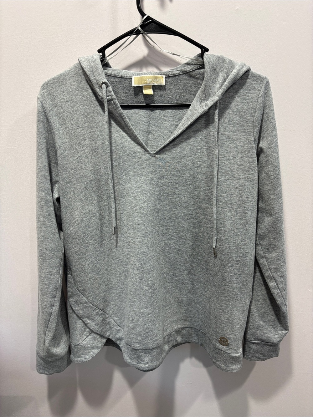 Michael Kors Light Gray V-Neck Hooded Pullover